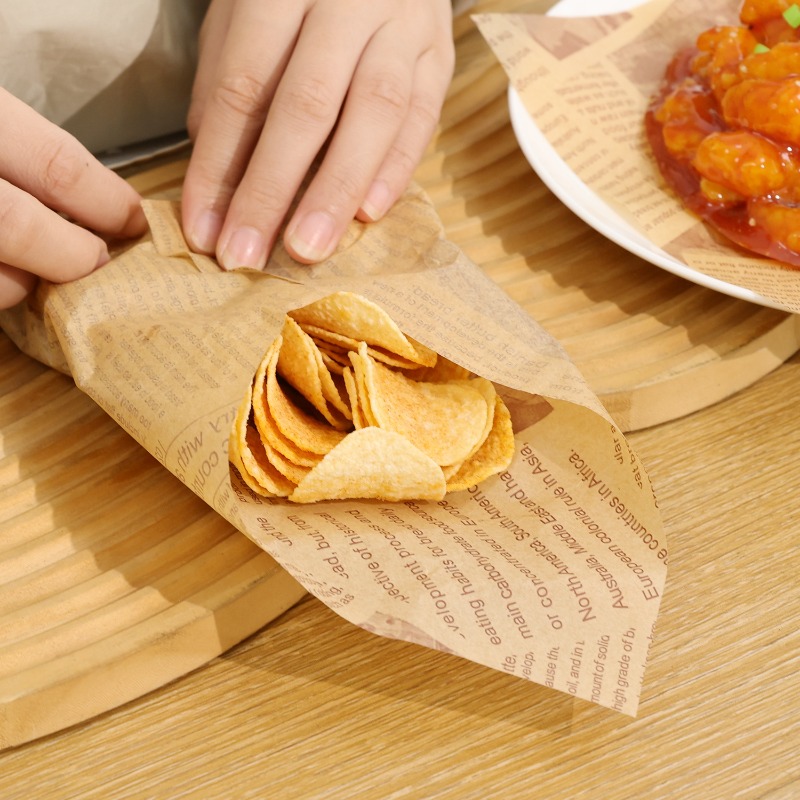 Oliebestendig papier Brood Burger Voedsel inpakpapier Vetvrij voedselmandvoering Krantvoering Bakverpakking Deli Papiervel