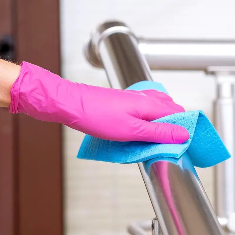 XS/S/M/L guantes de nitrilo rosa guantes desechables para el hogar elástico sin látex impermeable duradero herramienta de limpieza multifuncional