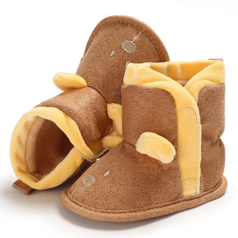 Botas de bebé recién nacido invierno cálido parche arranque para bebés niñas niños precioso Fondo suave zapatos de bebé de interior 0-18M: A / 13-18 meses