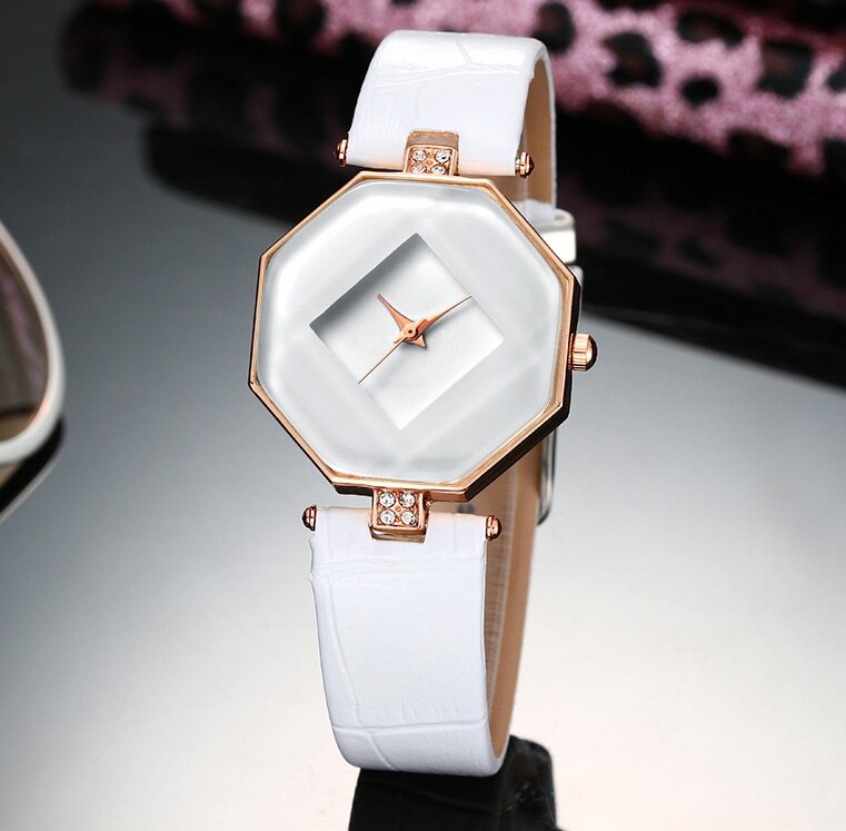 Märkesarmband klockor dam dam casual quartz klocka kristall armbandsur klocka timme relogio feminino 8 o 52: Vit