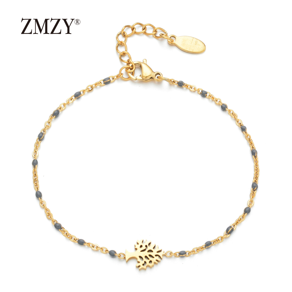 ZMZY Jewelry Tree Of Life Bracelet Women Bracelets Gold Bohemian Charm Bracelet Stainless Steel Chain Bracelet: gray