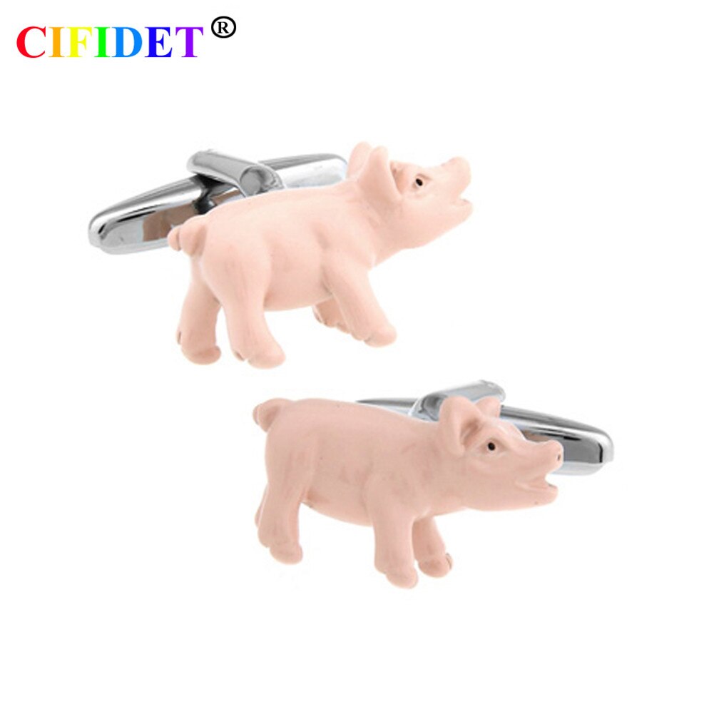 CIFIDET Ebene Manschettenknopf modisch Rosa Farbe Schwein Hemd Manschette Verknüpfung Mit Samt Tasche und Kasten Schmuck Zubehör für männer