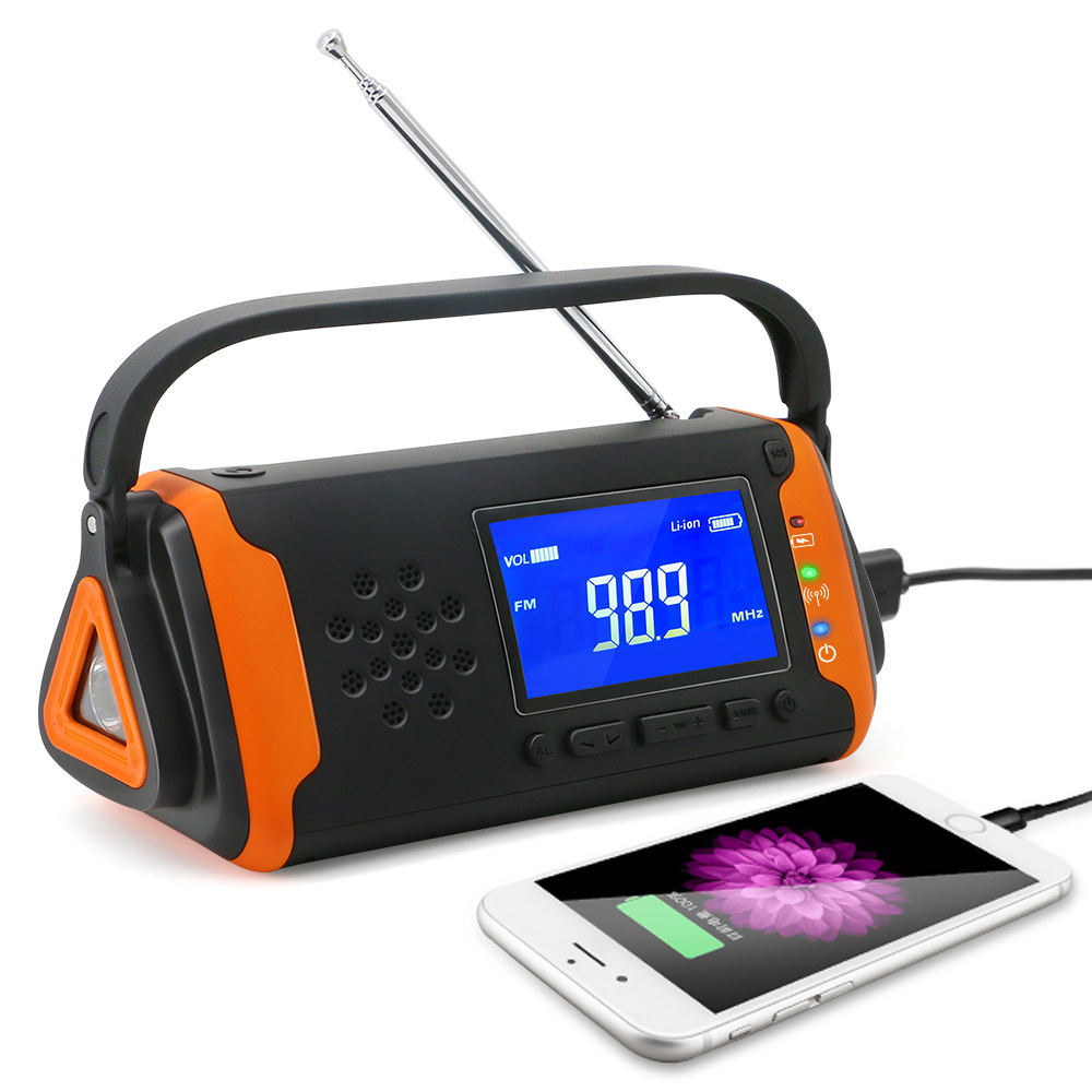 4000Mah Solar Radio Am/Fm Radio Lcd Multifunctionele Draagbare Emergency Radio Met Led Zaklamp Solar Mobiele Powerbank Radio
