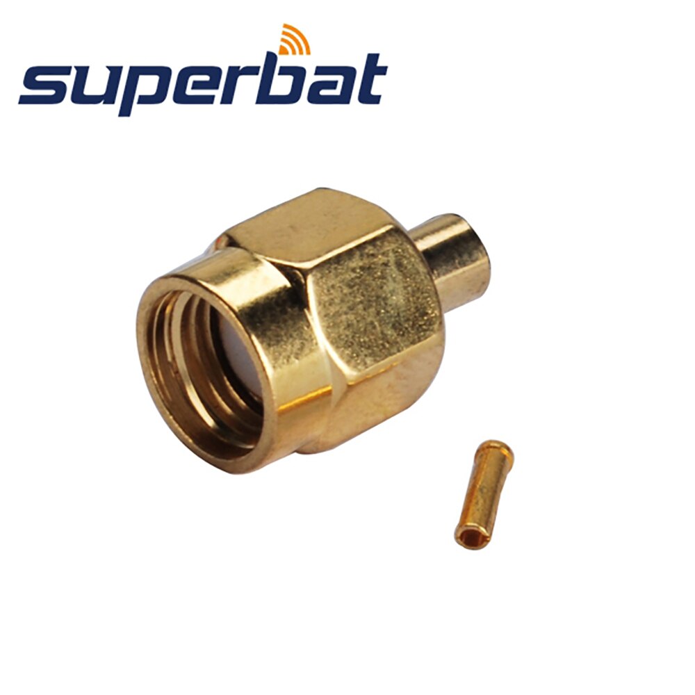 Superbat 10pcs RP-SMA Solder Male(female pin) RF Coaxial Connector for Semi-rigid Cable.086