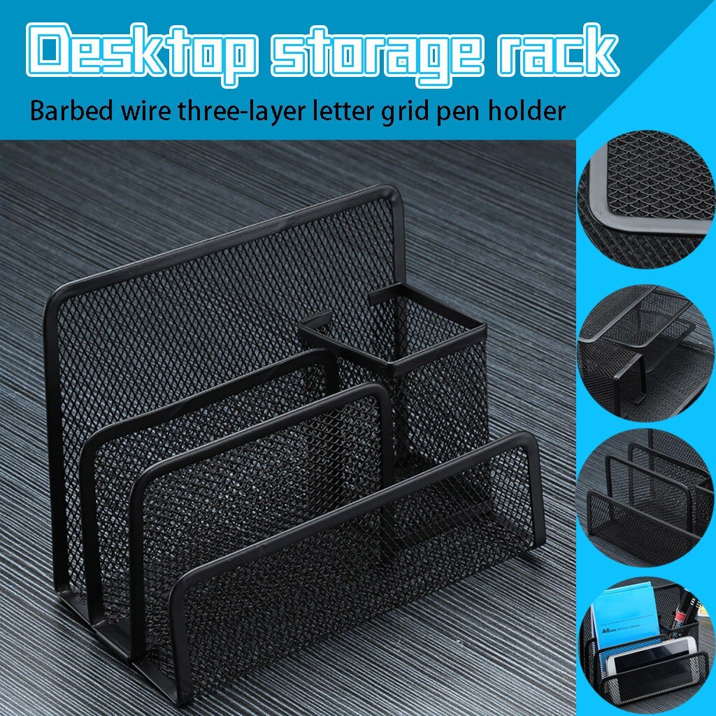 Desktop storage rack Barbed Wire Three-Layer Letter Pen Holder Letter Pen Holder Combination IN STOCK