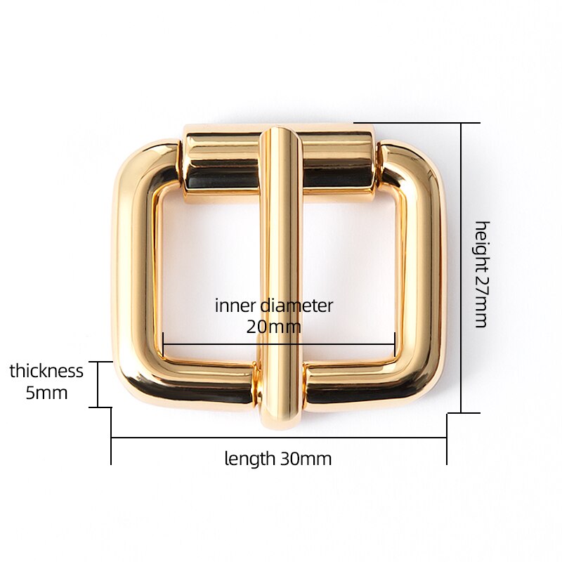 WUTA D Tail Hook Buckle D Ring Lobster Clasp Metal Roller Pin Buckle DIY Accessories for LV Bag Strap Belt Dog Collar 1 Piece: Buckle-Gold 20mm