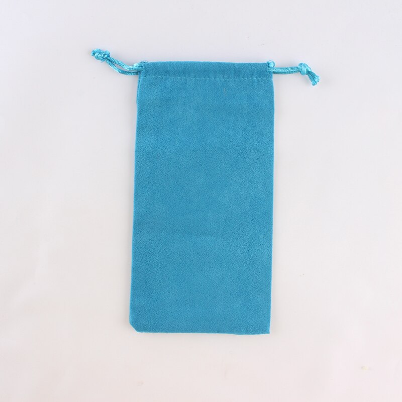 Pochette en daim à cordon de serrage, 10 pièces/lot 9*18cm, couleur mixte, d'usine, petit emballage de bijoux, sac pour téléphone: sky blue