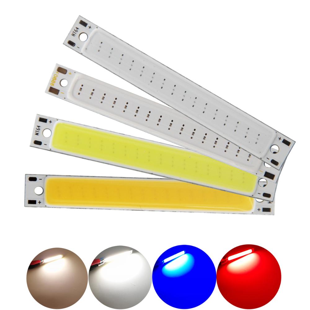 [ALLCOB] 3V 3,7 V DC 60x8mm tira LED COB 1W 3W blanco frío cálido azul rojo COB fuente de luz LED para lámpara de trabajo de bicicleta DIY
