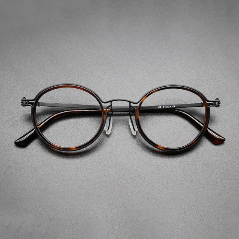 Vintage Titanium Brillen Frame Mannen Ronde Bijziendheid Bril Vrouwen Retro Optische Luxe Brilmontuur Brillen