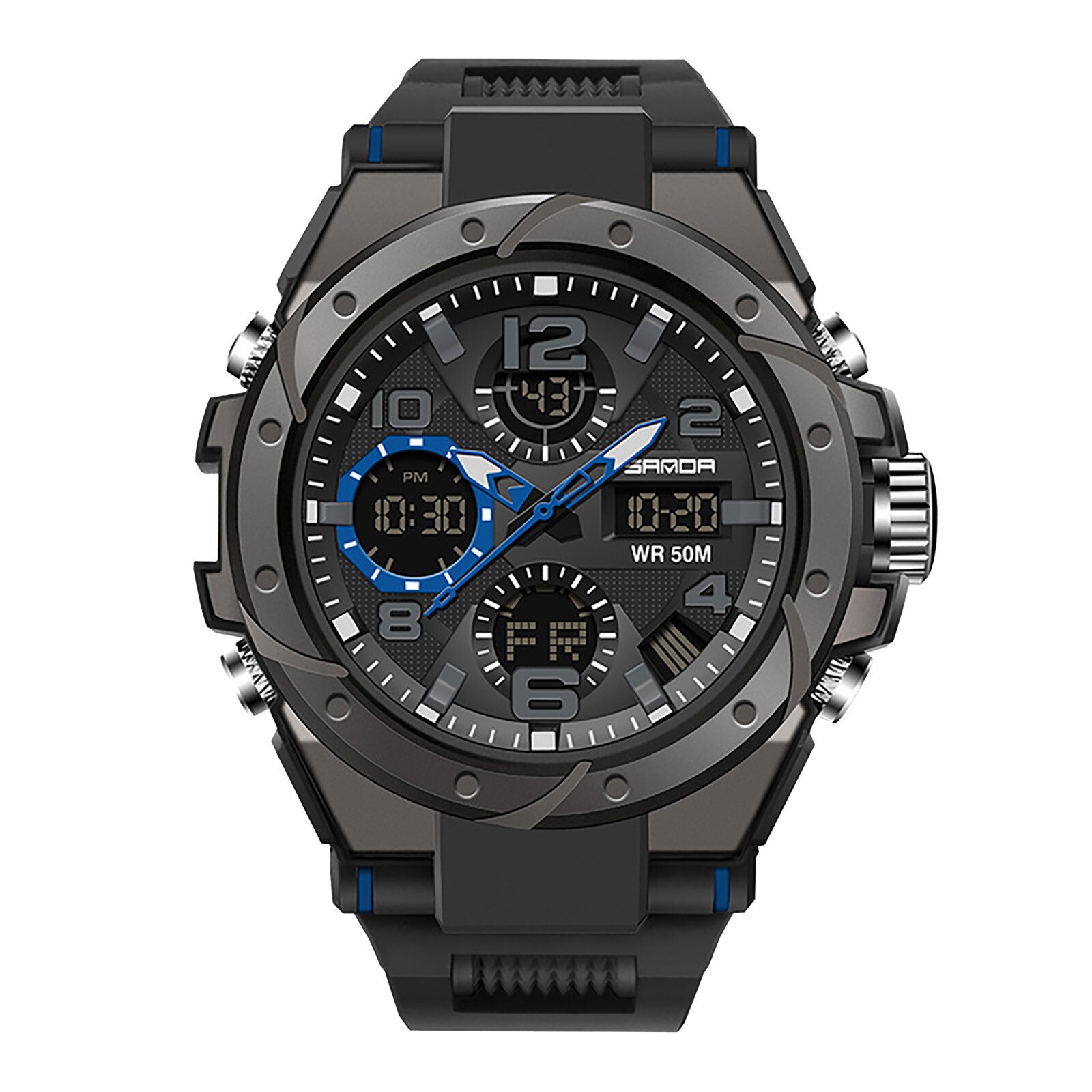 Mode Sport Heren Horloge Serie Creatieve Multifunctionele Dual Beweging Led Digitaal Horloge Relogios Masculinos Militar: B