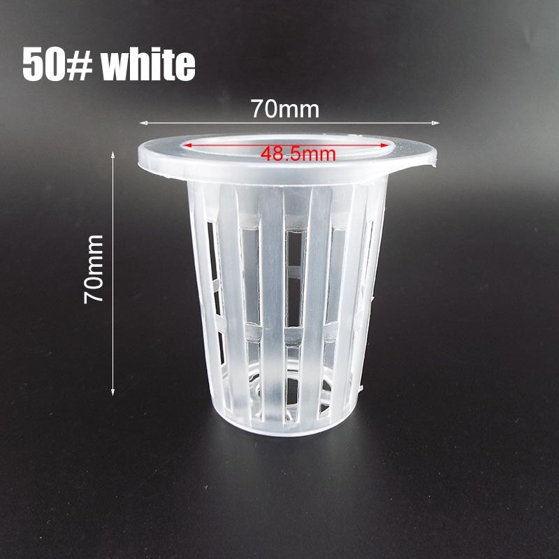 Macetas de malla hidropónica para vivero soporte de cesta de plástico para cultivo de plantas, taza para vivero, plantación de verduras, sin depósito, 50 Uds.: NO.50