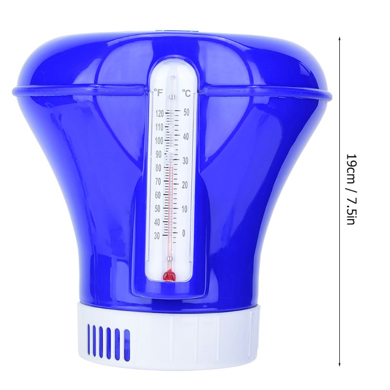 8 Inch Swimming Pool Floating Chemical Chlorine Tablet Dispenser Feeder Applicator with Thermometer Spa Tub Supplies A69D