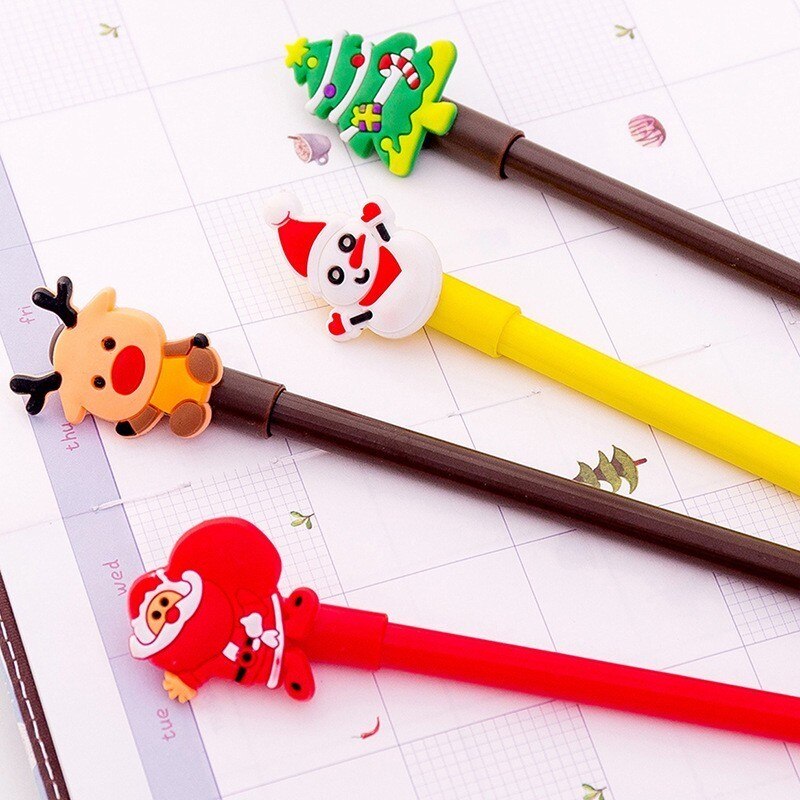 4 Pcs/set Cartoon Christmas Tree Santa Claus Snowman Elk Gel Pens for School Office Supply Escolar Papelaria Gel Pen Stationery