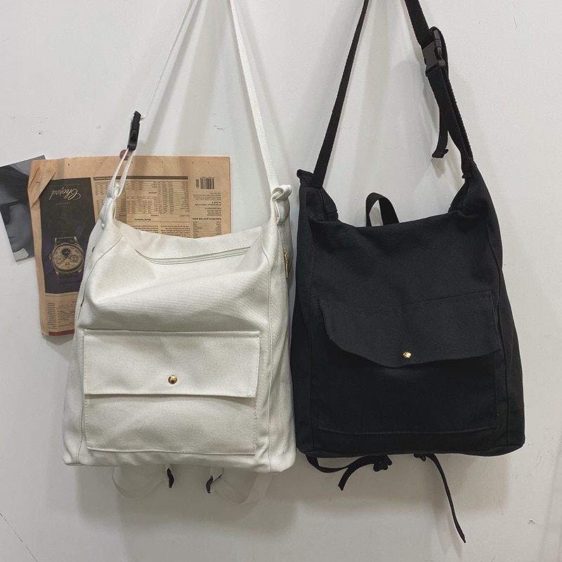 Harajuku Vrouwen Mannen Rugzak Reizen Rugzak Canvas Backbags Zwart Wit Schoudertas Schooltassen Voor Tienermeisjes Jongen Mochilas