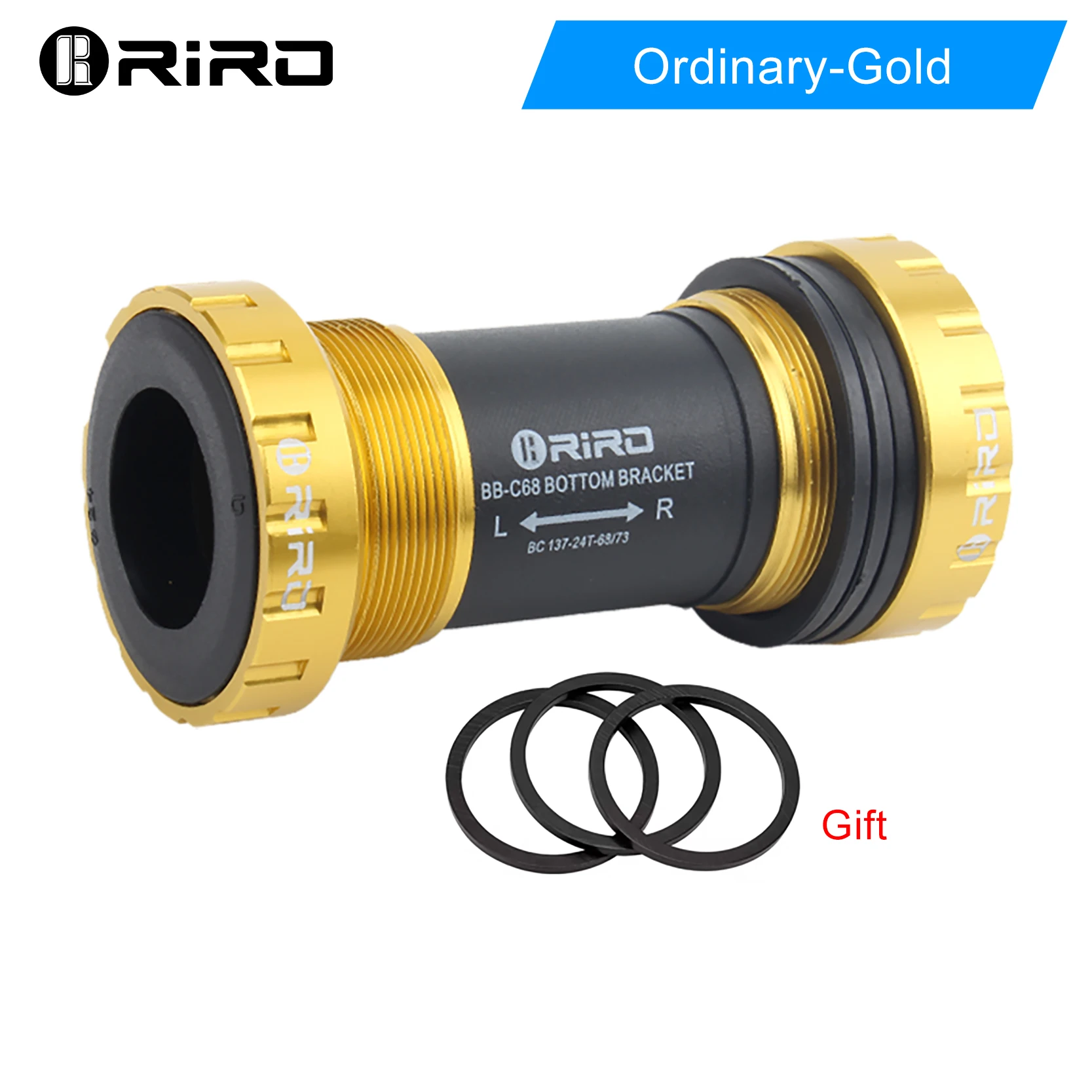 RIRO Bicycle Ceramic Bottom Bracket BB68/BB92 68/73MM Threaded BB MTB Sealed Bearings Road Bike 1.37/24mm Shaft Univesal Parts: PURPLE