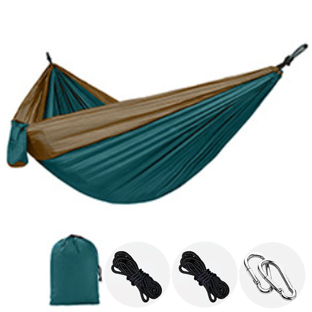 Neue Camping Hängematte Einzelne Person Tragbare draussen Mit Nylon Farbe Passenden Hängematte Hohe Festigkeit Fallschirm Stoff Hängen Bett: Blau