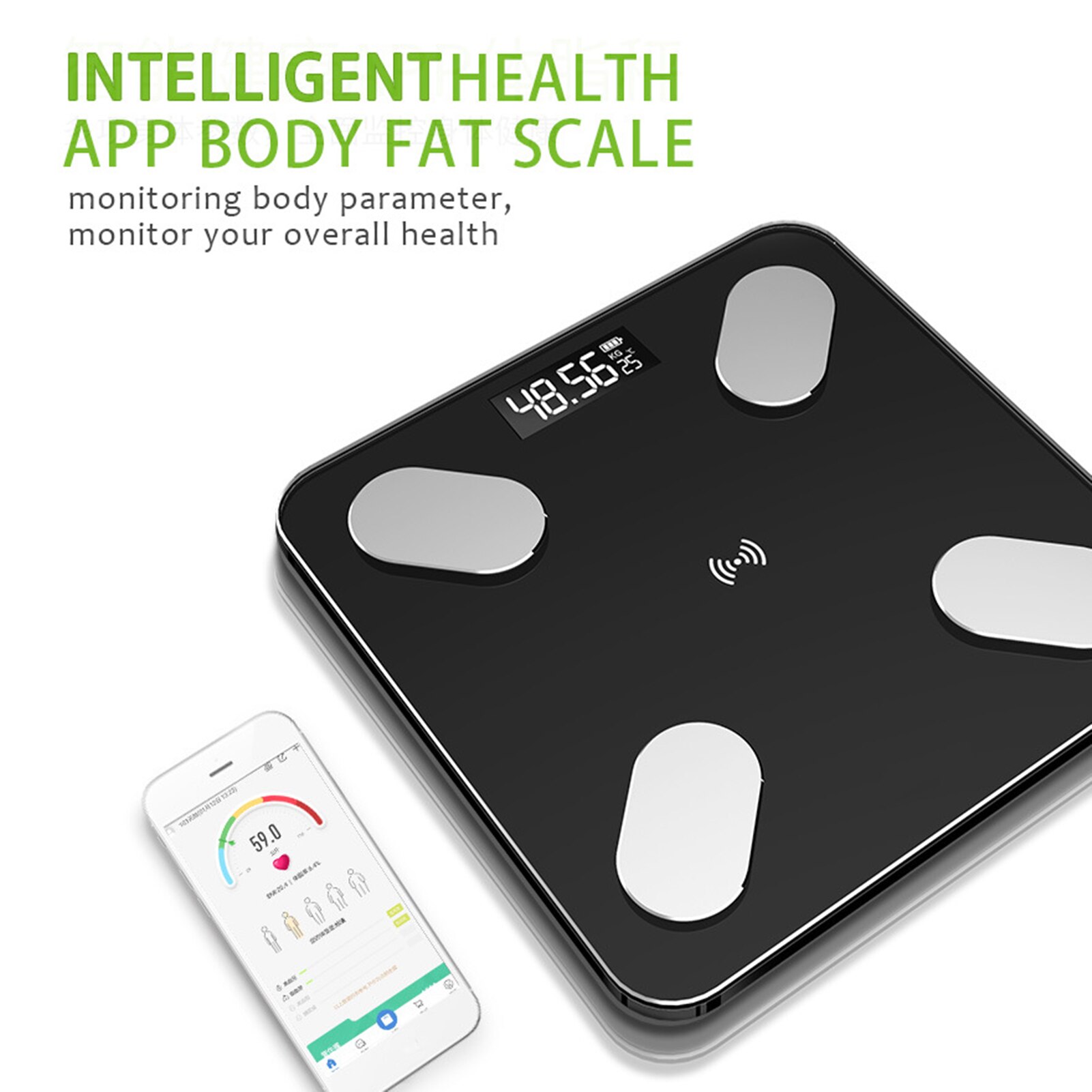 Digital Body Fat Scale Body Weight Scale LED Body Composition Analyzer APP for Body Weight Body Fat BMI BMR Muscle Mass