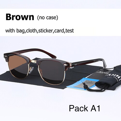 UV400 HD Polarized men women Sunglasses Classic retro Brand Sun glasses Coating Drive Shades gafas De Sol Masculino: Brown A1