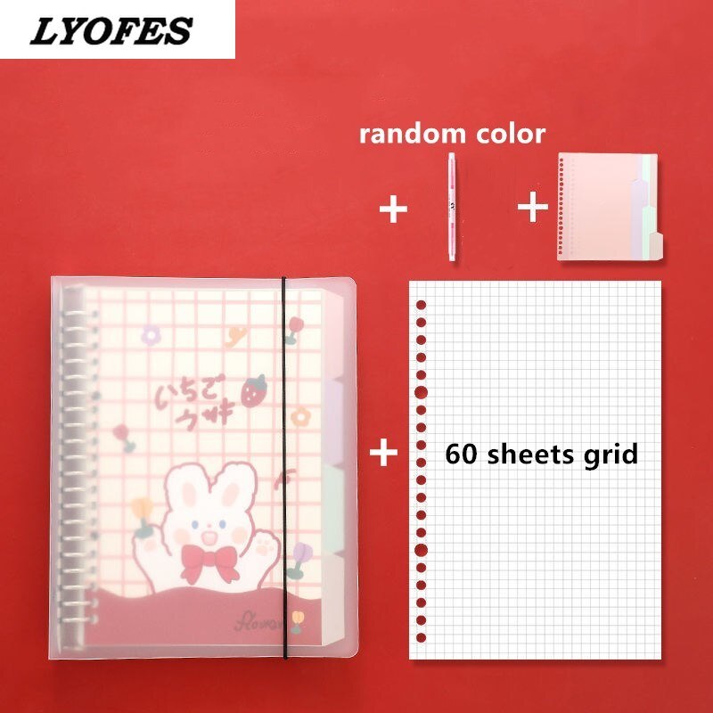 Office School Spiral Notebooks Stationery Cute Personal Binder Grid Journal Notebook Binder Organizer A5 B5 Notebook: C  red(grid) / B5