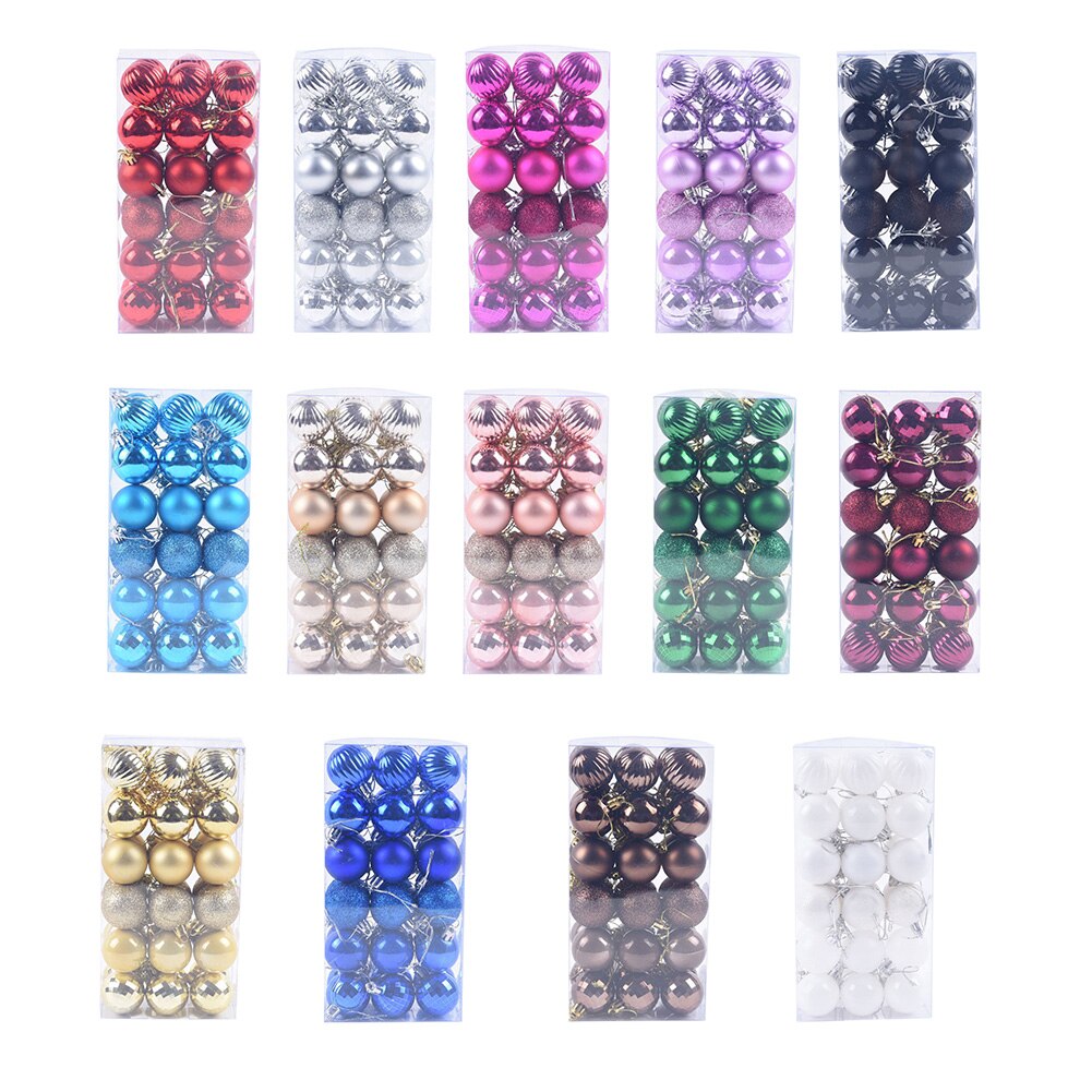 Décoration de noël pour la maison, lot de 4cm 36 décoratives lumineuses, pendentif pour arbre, coffret de boules pour noël