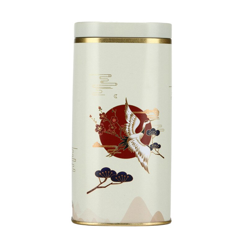 Tea Airtight Container Chinese Style Exquisite Tinplate Storage Tank Tea Packaging White Tea Longjing Black Tea Sealed Tin Can: white