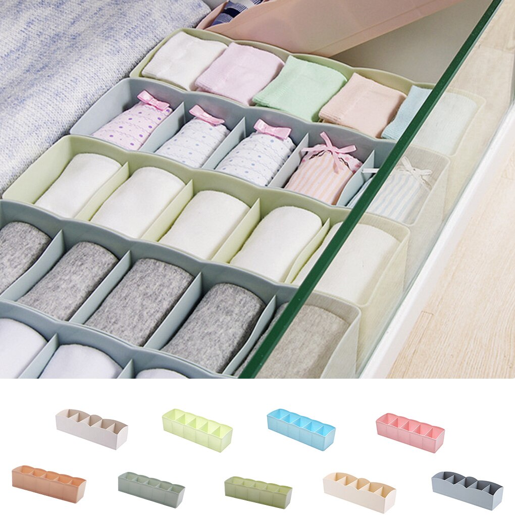 Small Items Storage Box 5 Cells Plastic Tie Storage Box Bra Socks Drawer Organizer Cosmetic Tidy Divider Home Accessories