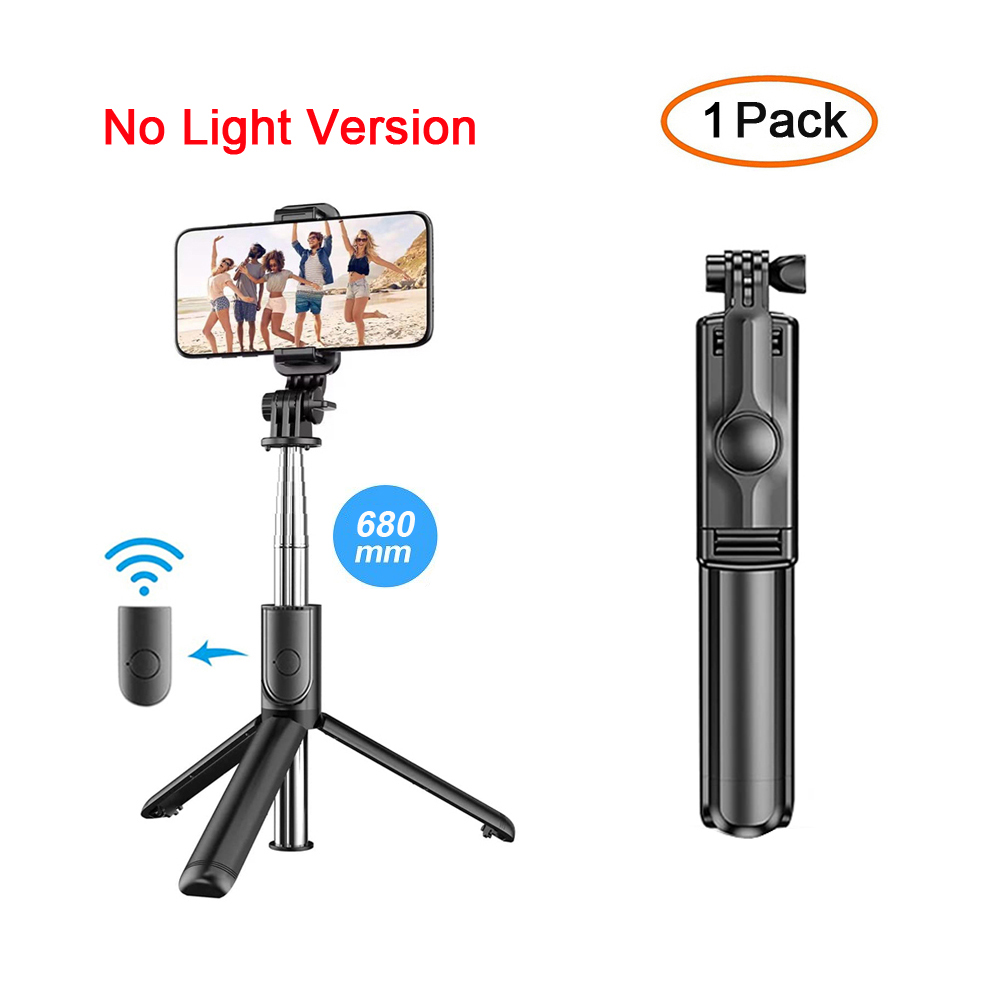 Palo de Selfie inalámbrico con Bluetooth, trípode portátil plegable con obturador de luz de relleno, Control remoto para teléfono inteligente Android iPhone: Azul