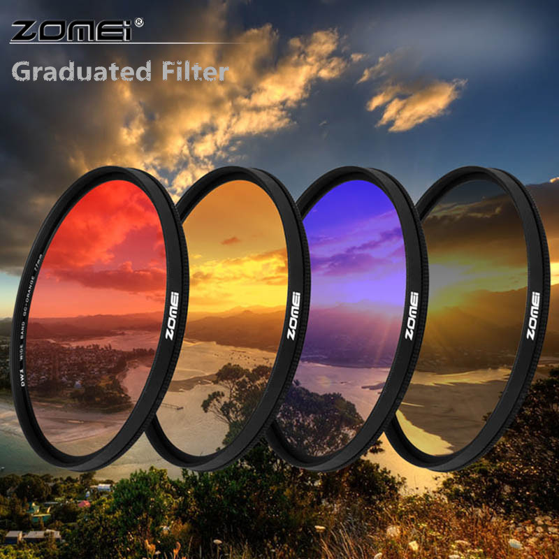 Zomei Ultra Slim Camera filtro colore graduato gradiente densità neutra Kit lenti filtro blu arancione grigio 52/55/58/67/72/77/82mm