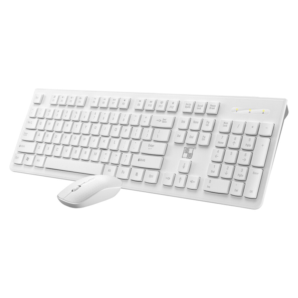 LX710 Wireless Keyboard Mouse Combo 2.4GHz USB Receiver Chocolate Keycap Ultra Slim Keyboard 4 Buttons Optical Mice Set for PC: White