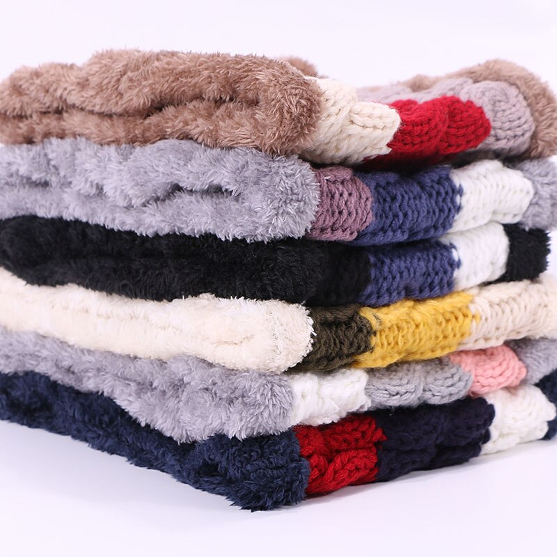 Vinter pompon hat og tørklæde sæt til kvinder strikket tykke varme piger motorhjelm hatte med foring kvindelig hals ring tørklæde 2 stykke sæt