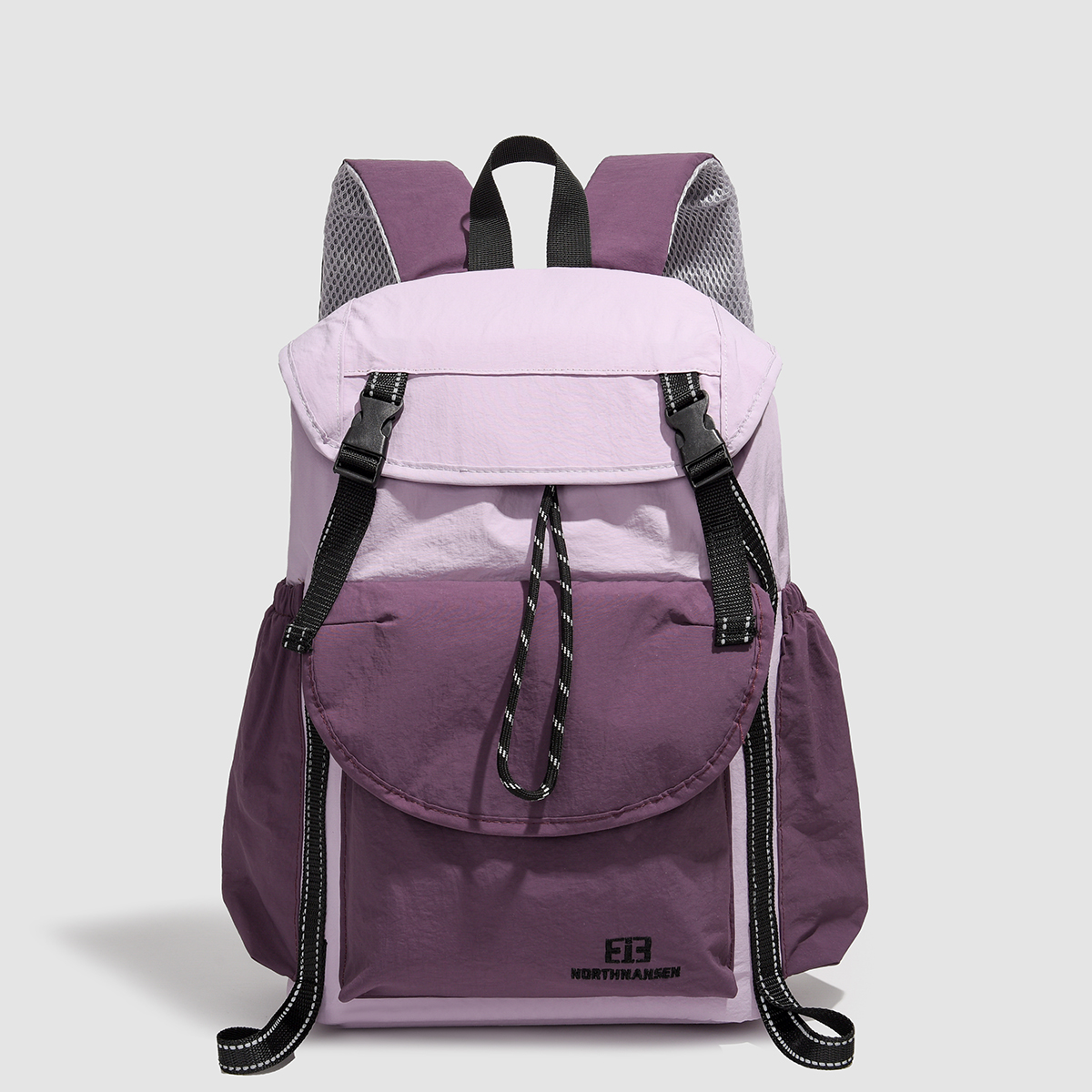 Mochila projetada, cordão de grande capacidade, pano lavado, passeio multifuncional, roupas de trabalho leves, presilha do ensino médio: ROXO