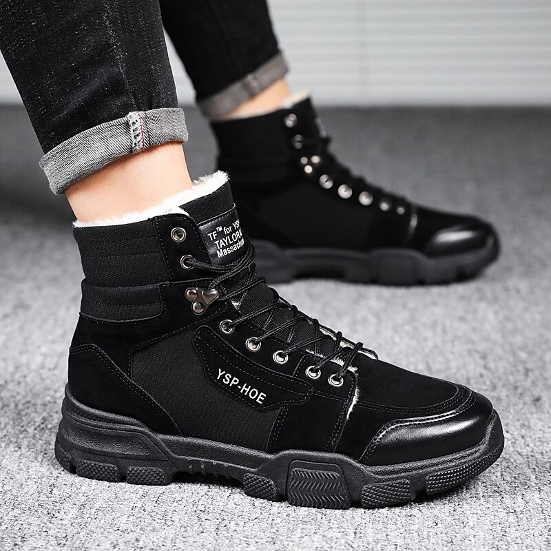 VESONAL Autumn Winter Ankle Snow Men Boots Shoes Motorcycle With Fur Plush Warm Vintage Classic Male Casual booties