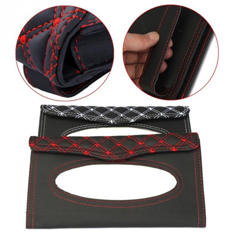 Auto Bausatz Gewebe Kasten Universal- PU Auto Sonnenblende Hängende Kunst Stickerei aufbringen Gewebe Abdeckung in Auto Styling