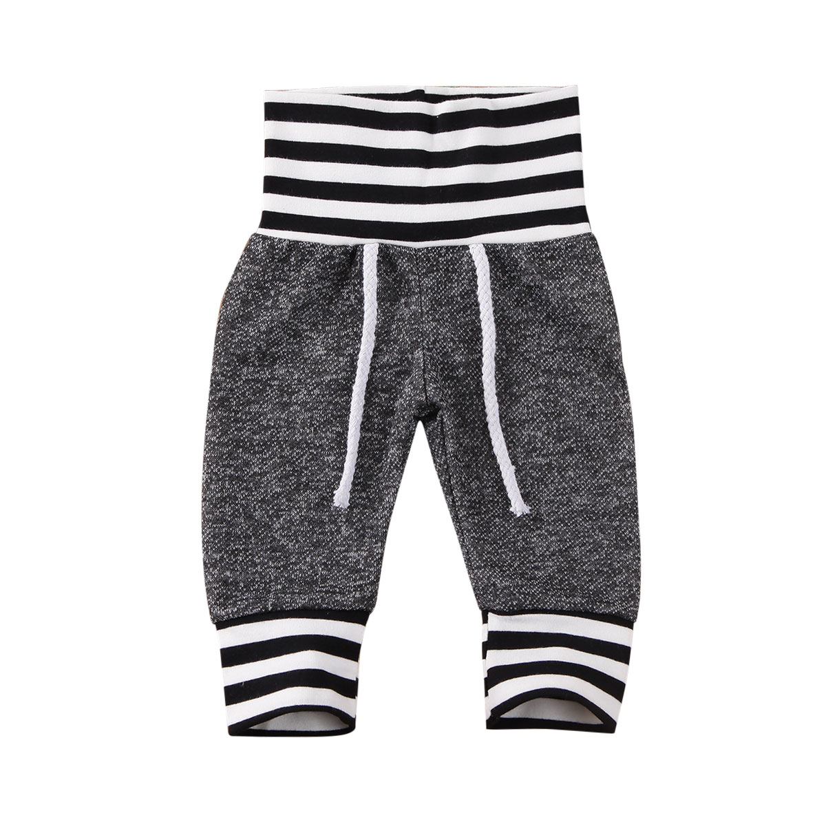 Kid Toddler Baby Girl Boy Cotton Vintage Long Pants Bottoms Trousers Striped Grey Leggings Bottom For 0-6 Months Newborn Baby