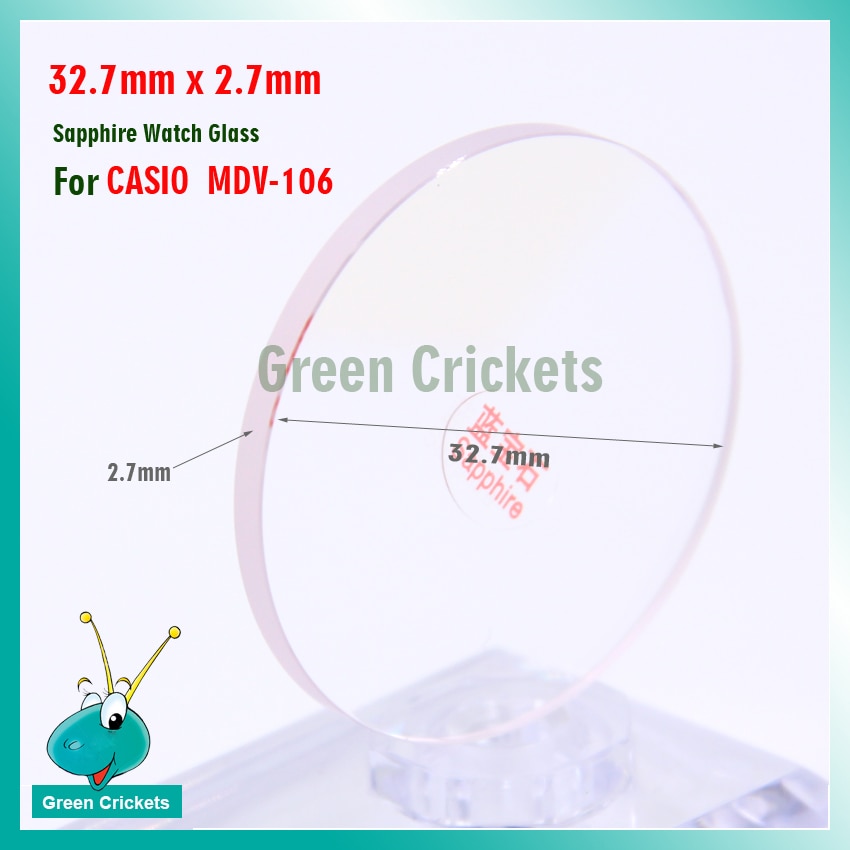 Safir ur glas udskiftning del 32.7mm x 2.7mm safir ur glas til casio mdv -106