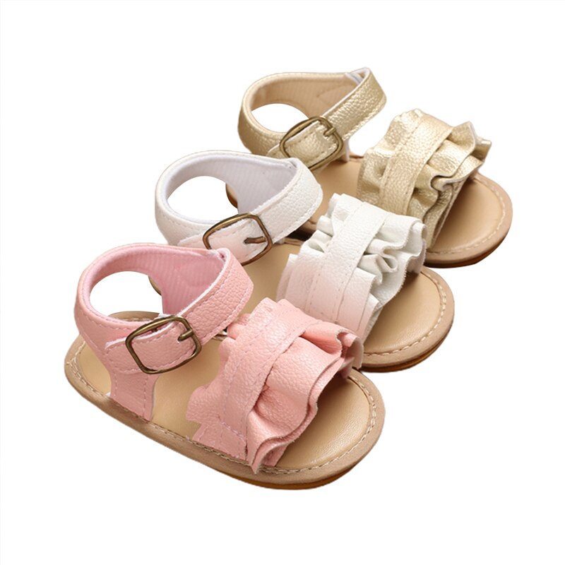 Trend Summer Newborn Toddler Baby Sweet Breathable Sandals PU Leather Soft Sole Non-slip Shoes Prewalker Footwear