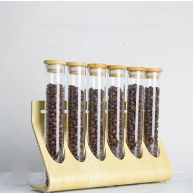 Coffee Bean Display Rack Flower Tea Display Rack Stand Cereals Canister Glass Test Tube Sealed Display: White