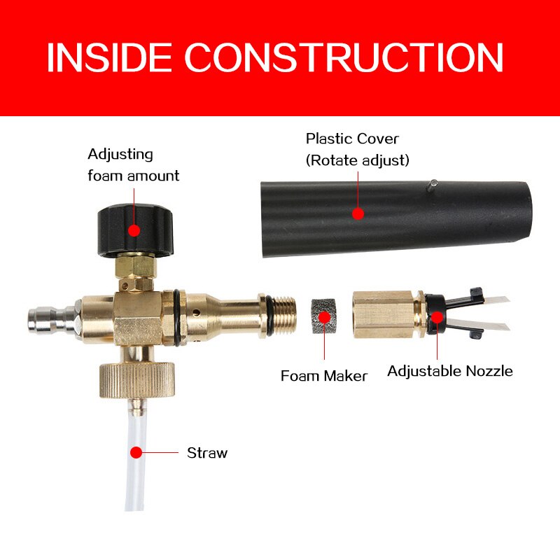Générateur de mousse pour karcher avec différents types adaptateurs de filetage mâle buse de mousse de neige pistolet savon moussant voiture huter générateur de mousse