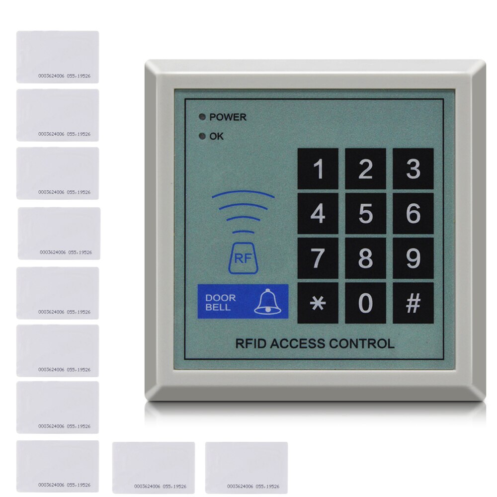 RFID Card Reader Access Control Keypad Device Machine Security 125Khz RFID Proximity Entry Door Lock 1000 user Door Lock Syst: x1 and 10 ID cards