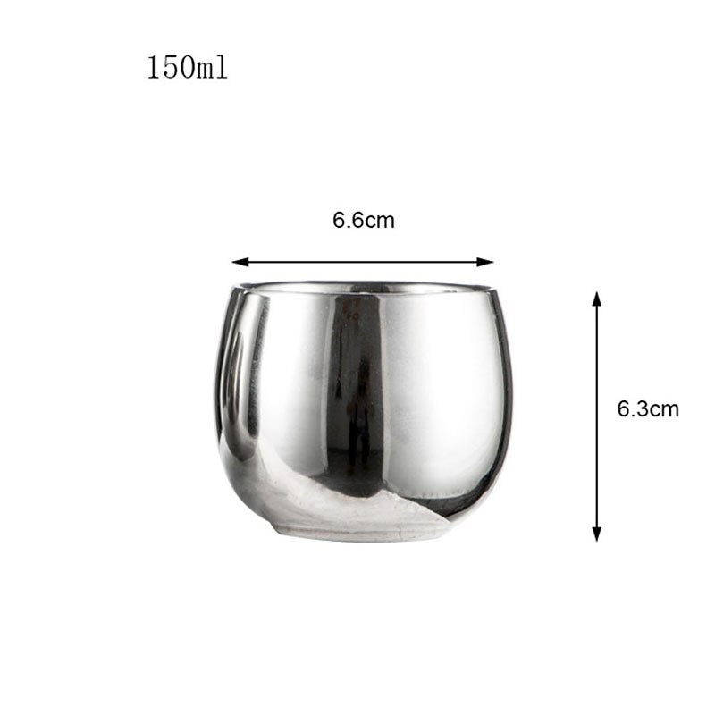 Stainless Steel Water Cups Double Layer Insulated Tea Cup Multifunctional Anti-scald Beer Cup Tumbler: 150ml