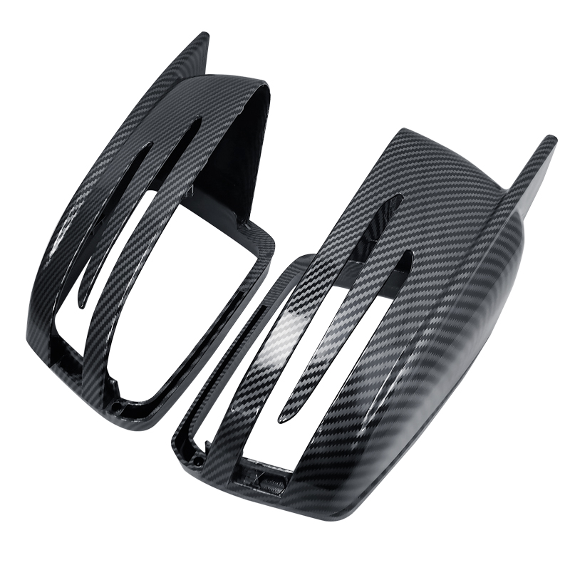 Cubierta de espejo de fibra de carbono para coche Mercedes Benz, tapas de espejo con patrón, color negro, 2 piezas, W176, W246, W204, W212, W221, C117, X204, X156
