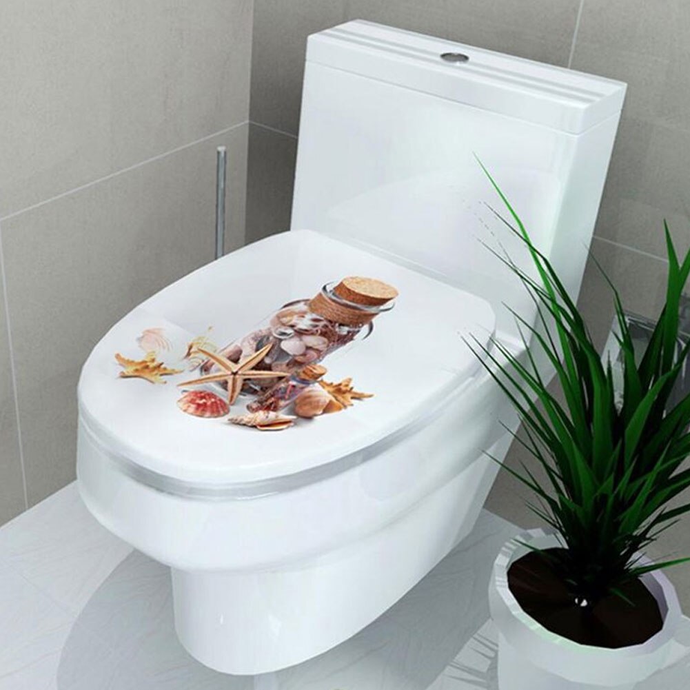 3d toilet låg klistermærke søstjerne skal mønster vinyl kunst vandtæt tapet aftageligt badeværelse mærkater wc toilette plakat