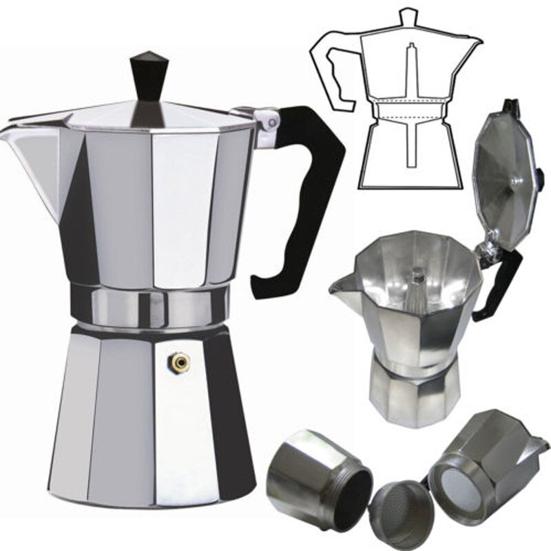 Metal Stove Top Expresso Coffee Percolator Perculator Moka Pot Latte Maker Tool Coffee Maker Large Capacity High Temperature