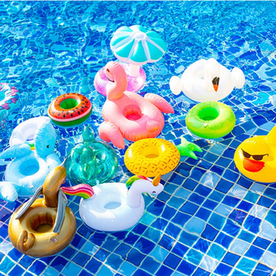 Flamingo mugghållare simbassäng leksaker för baby barn pool drink hållare uppblåsbar donut float leksak pool spel party tillbehör
