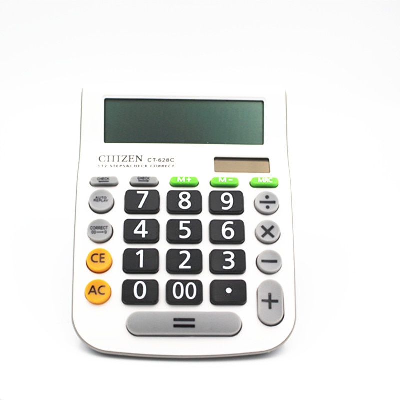 12 Digit Desk Calculator Large Buttons Financial Business Accounting Tool white big buttons CT-628C