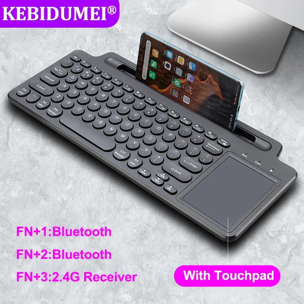 Teclado bluetooth 2.4g teclado sem fio com touchpad slot para cartão teclado para portátil tablet android ios ipad teclado de jogos