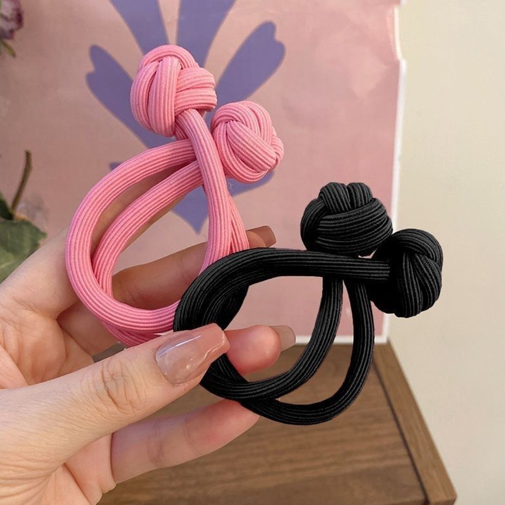 Gomas elásticas para el pelo con nudo Simple para mujer, soporte para cola de caballo, bandas de goma gruesas, diademas de Color sólido, accesorios para el cabello