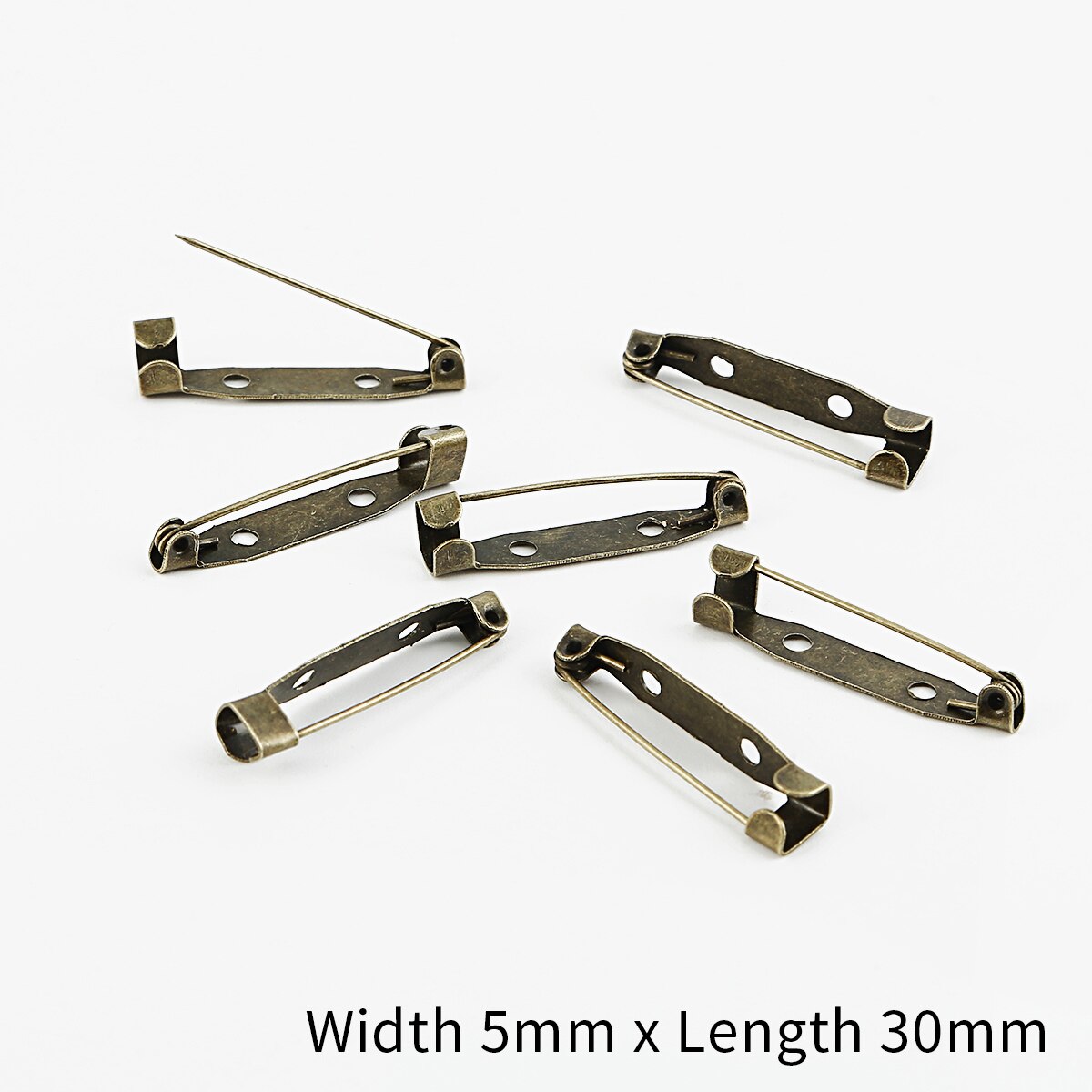 10pcs/lot 15 20 25 30 35 mm Brooch Clip Base Pins Safety Pins Brooch Settings Blank Base For DIY Jewelry Making Supplies: 5x30mm Brass