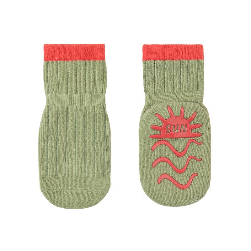 Silicone Sole Newborn Baby Socks Cartoon Spring Summer Baby Boys Girls Short Socks Casual Infant Toddler Anti-Slip Floor Socks: green