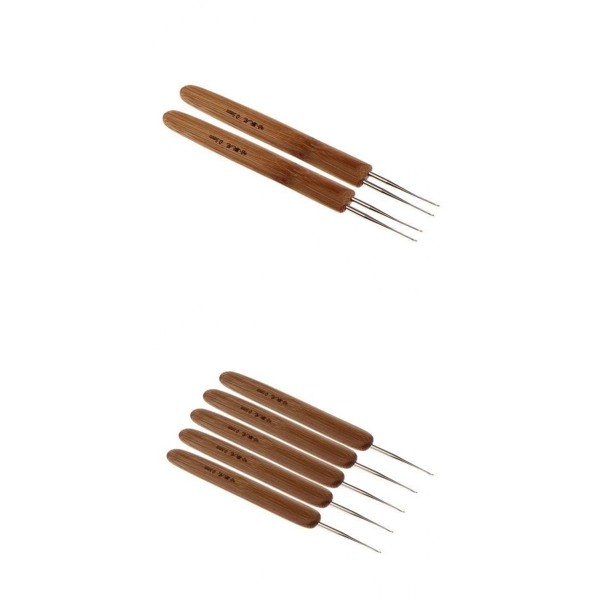 7 stk/sæt hæklenåle 0.5mm med træhåndtag hæklenåle til hår dread lock nåleværktøj til hårfletning